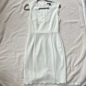 NWT French Connection Dress, Summer White Whisper Light V Neck Scallop, Size 4
